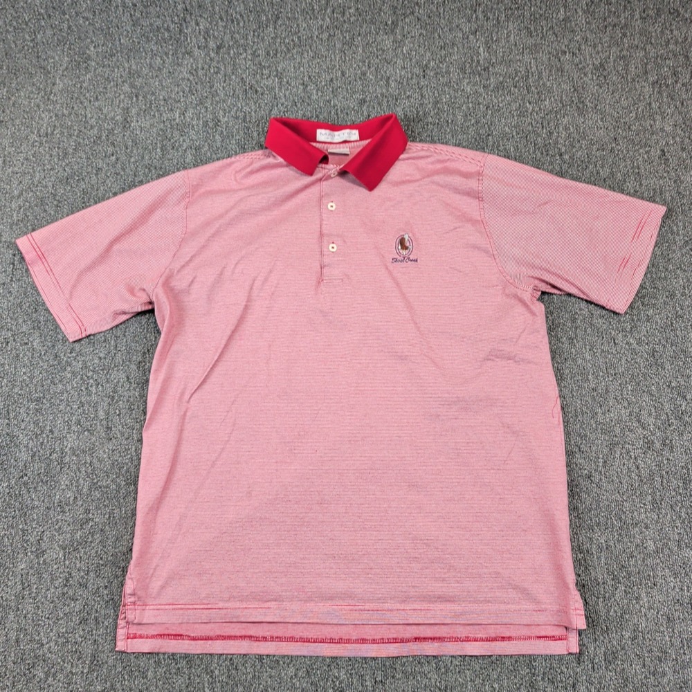 Martin Vintage 90s Shoal Creek Polo Shirt Large Red Pima Cotton Golfcore Striped